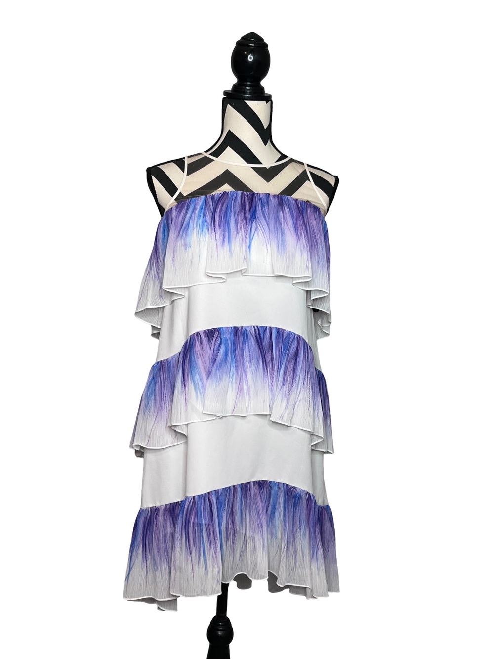 NWT Nha Khanh Noralee Ombre Tiered Ruffle Shift Dress Sz 0